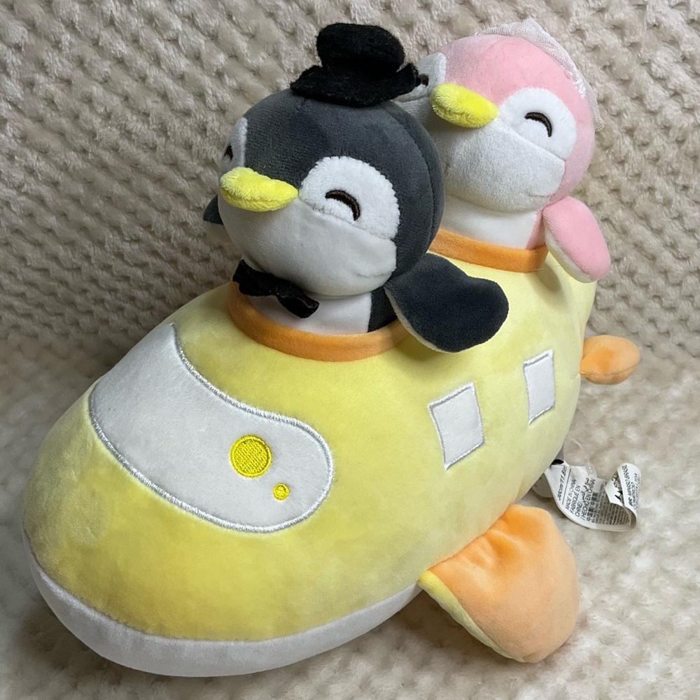 Miniso Life Plush Wedding Bride Groom Penguins in Yellow Airplane Stuffed Animal